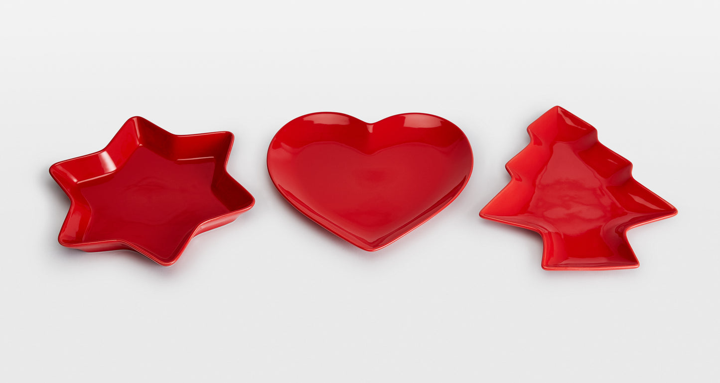 Christmas Red Serving Dishes, 3 Pieces