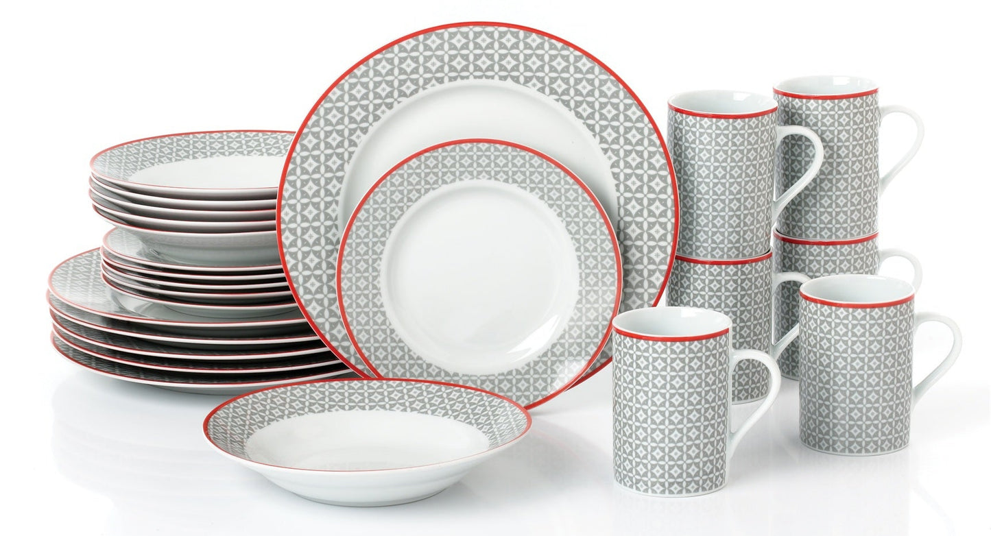 Graphite Grey Porcelain Dinnerware Set, 16 Pieces