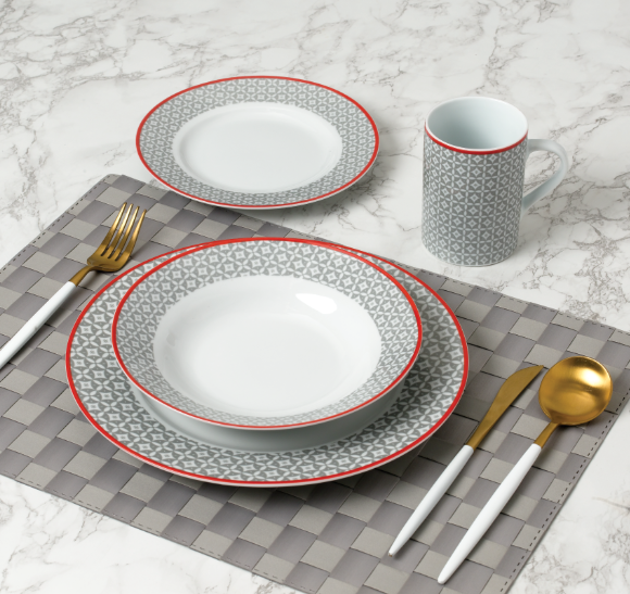 Graphite Grey Porcelain Dinnerware Set, 16 Pieces