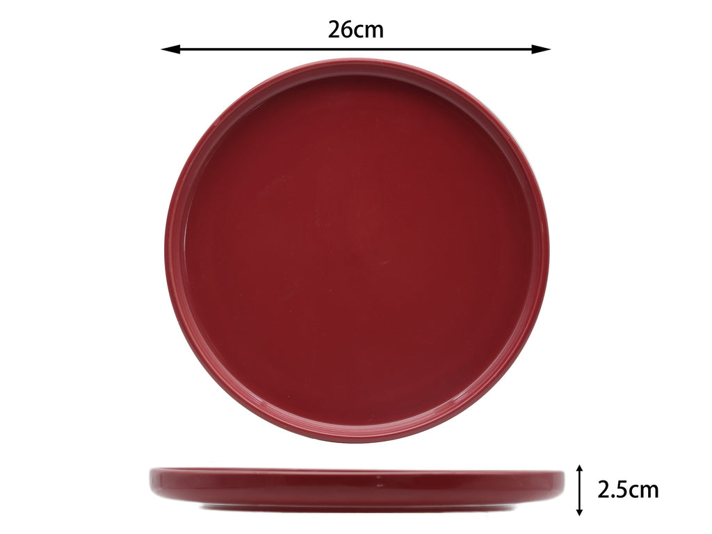 Waterside 12pc Red Lipped Stoneware Dinner Set