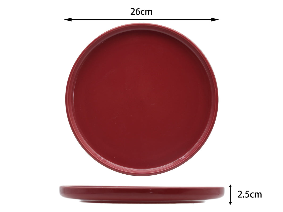 Waterside 12pc Red Lipped Stoneware Dinner Set