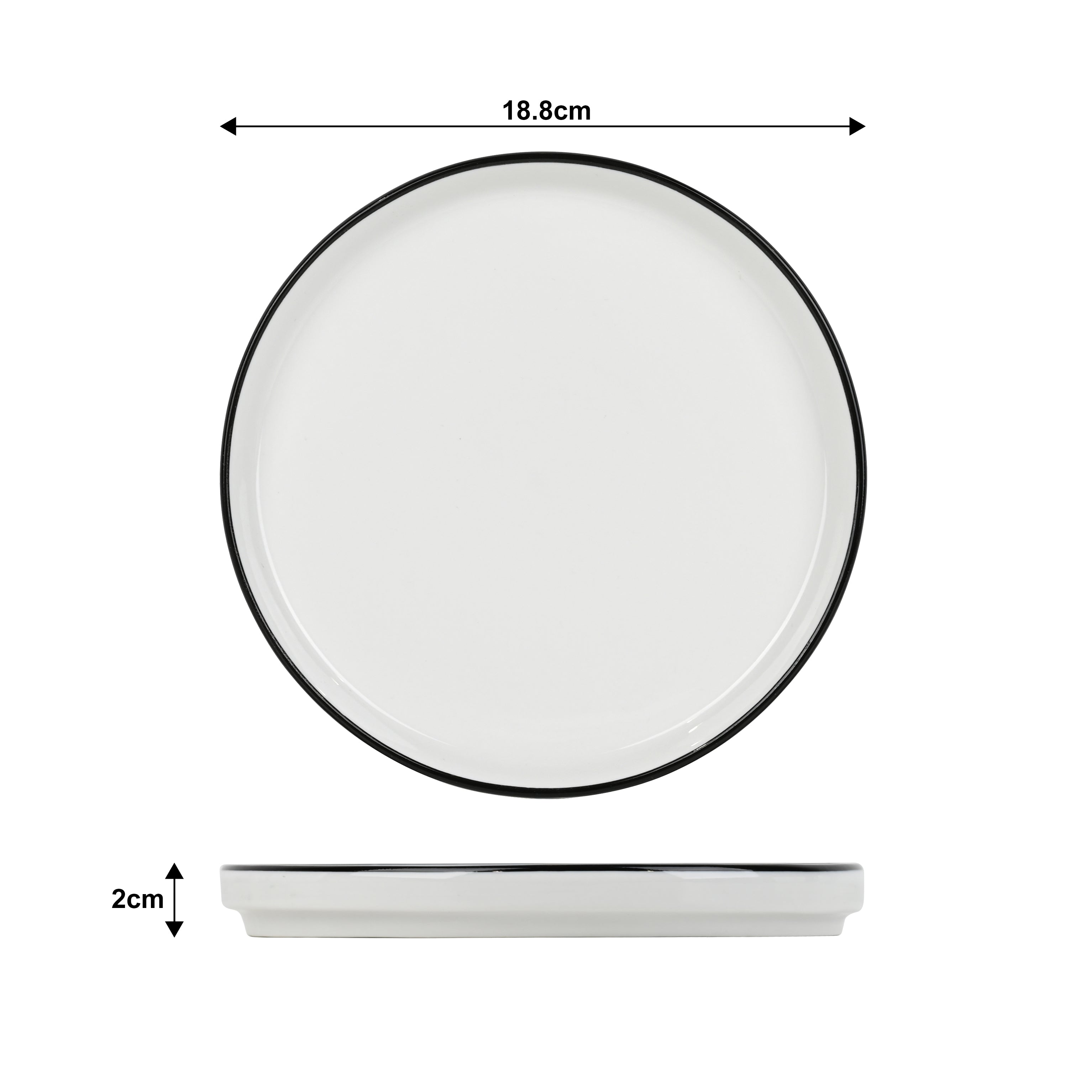 Waterside 12pc Stackable White with Black Rim Porcelain Dinner Set (video attached)