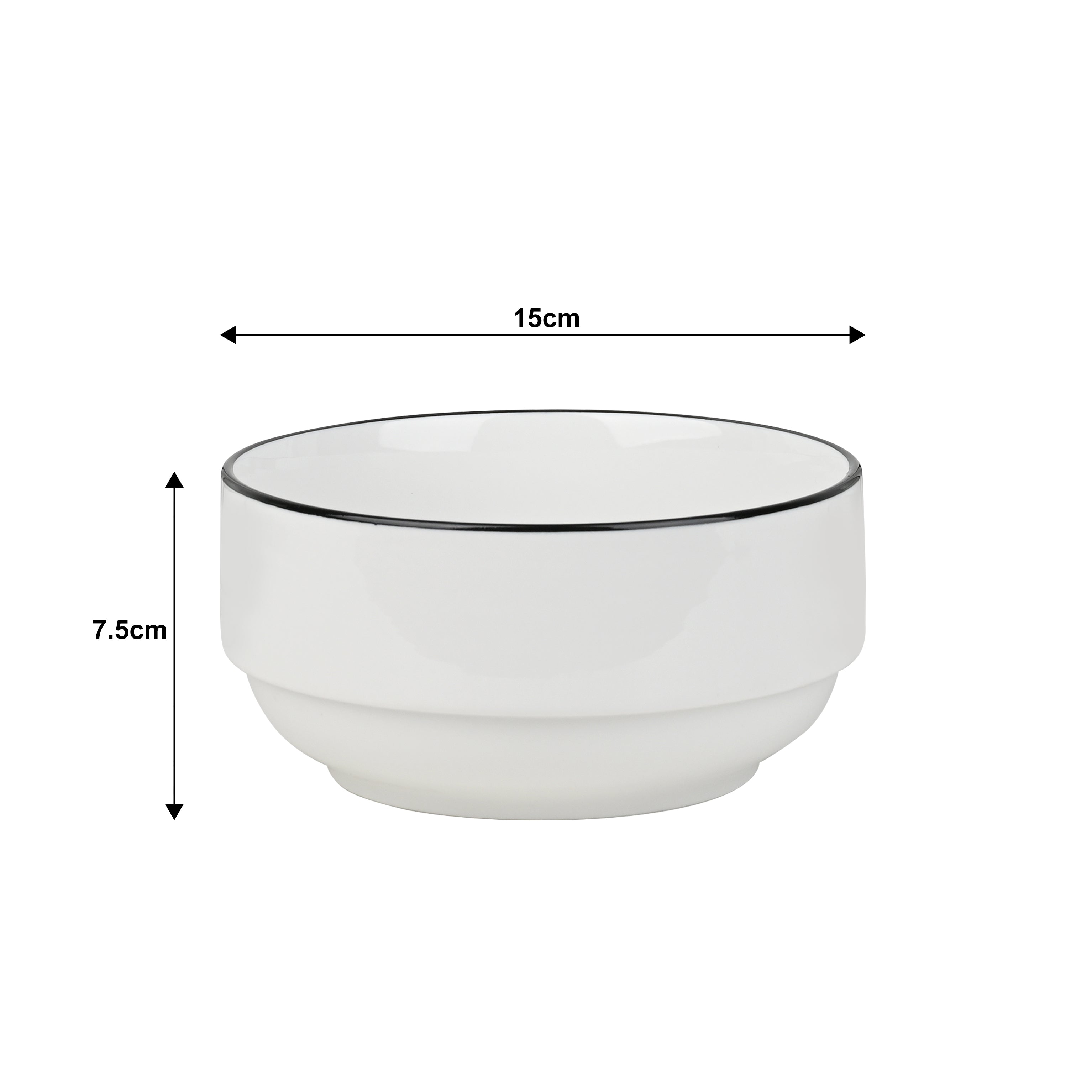 Waterside 12pc Stackable White with Black Rim Porcelain Dinner Set (video attached)