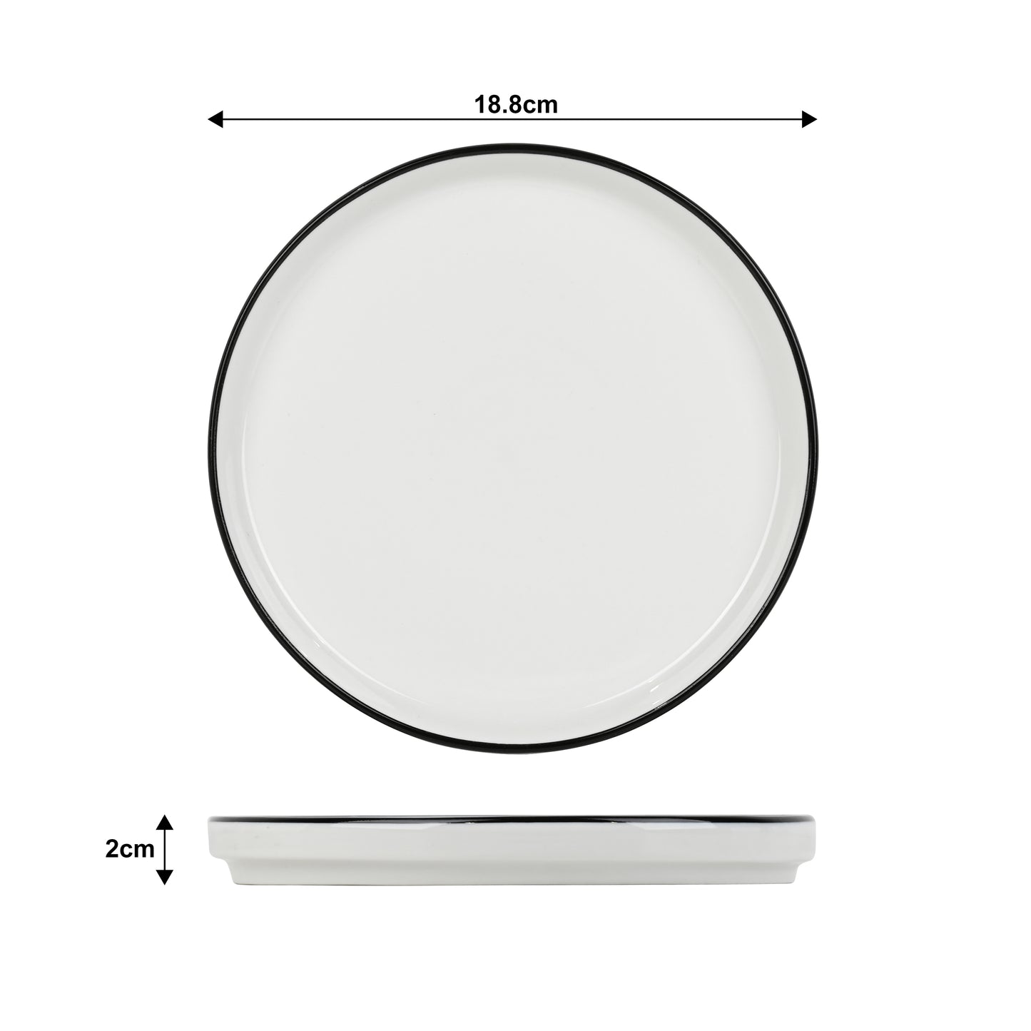 Stackable White with Black Rim Porcelain Dinner Set, 16 Pieces