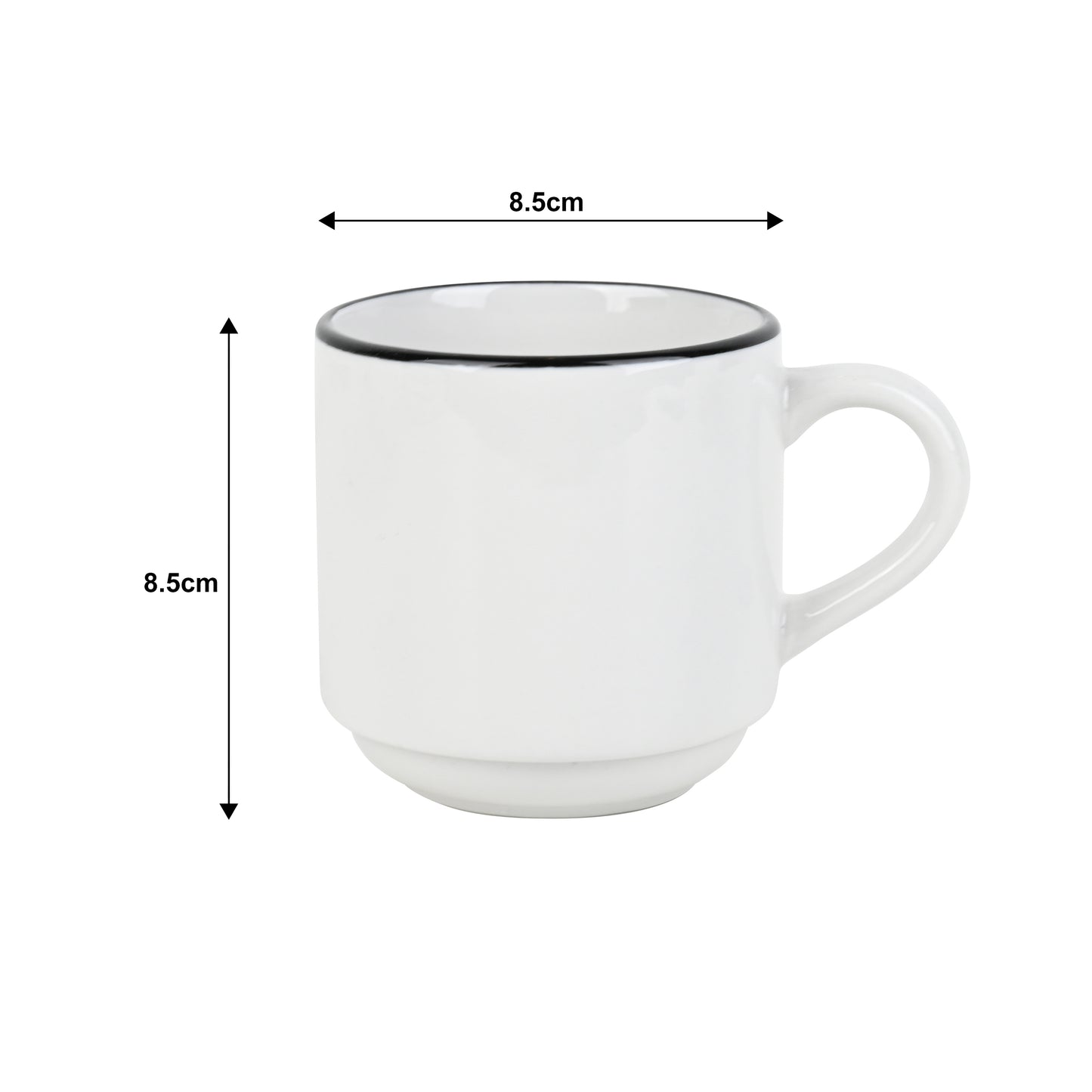 Stackable White with Black Rim Porcelain Dinner Set, 16 Pieces