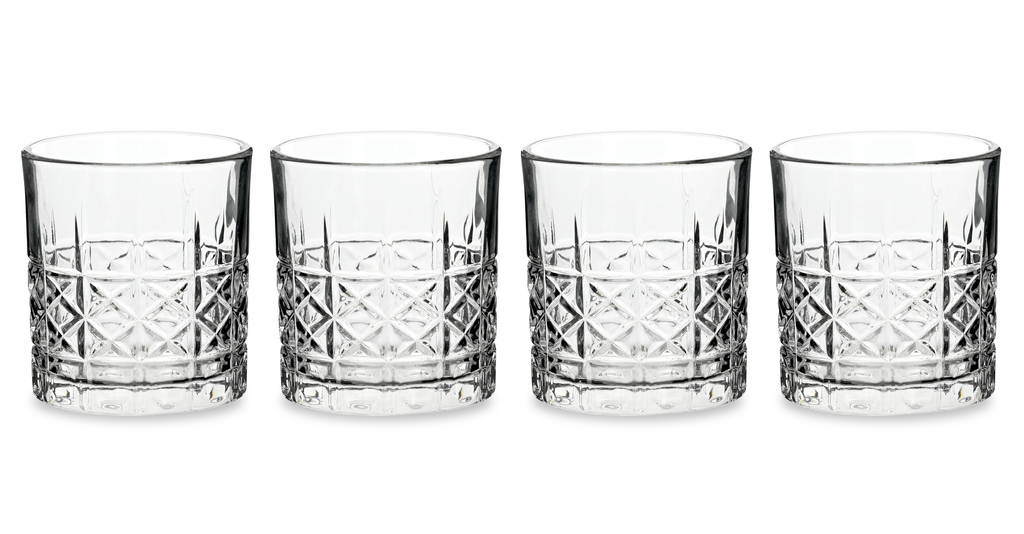 Waterside Diamond Design Glass Tumbler, 4 Pieces