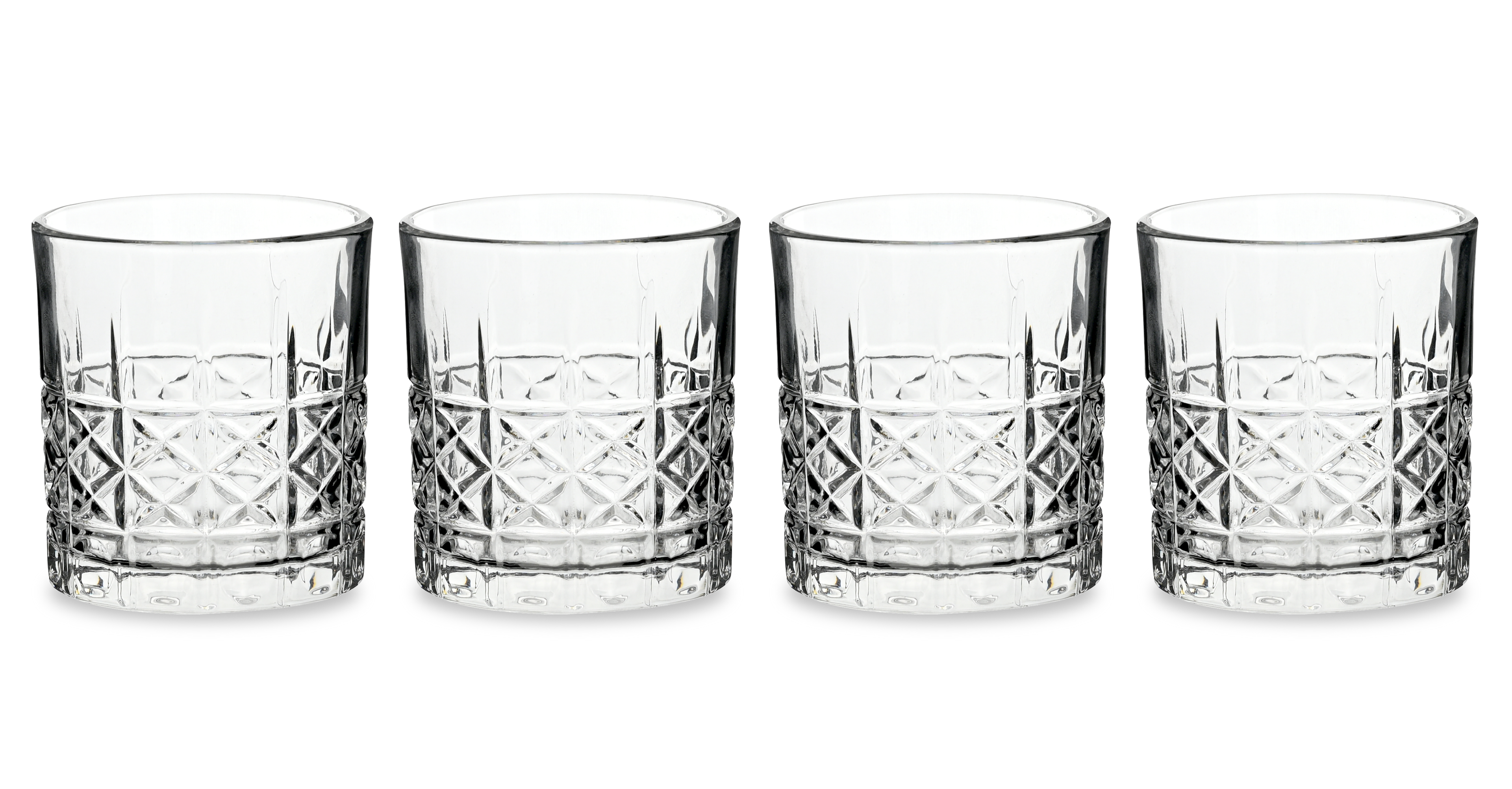 Waterside Diamond Design Glass Tumbler, 4 Pieces