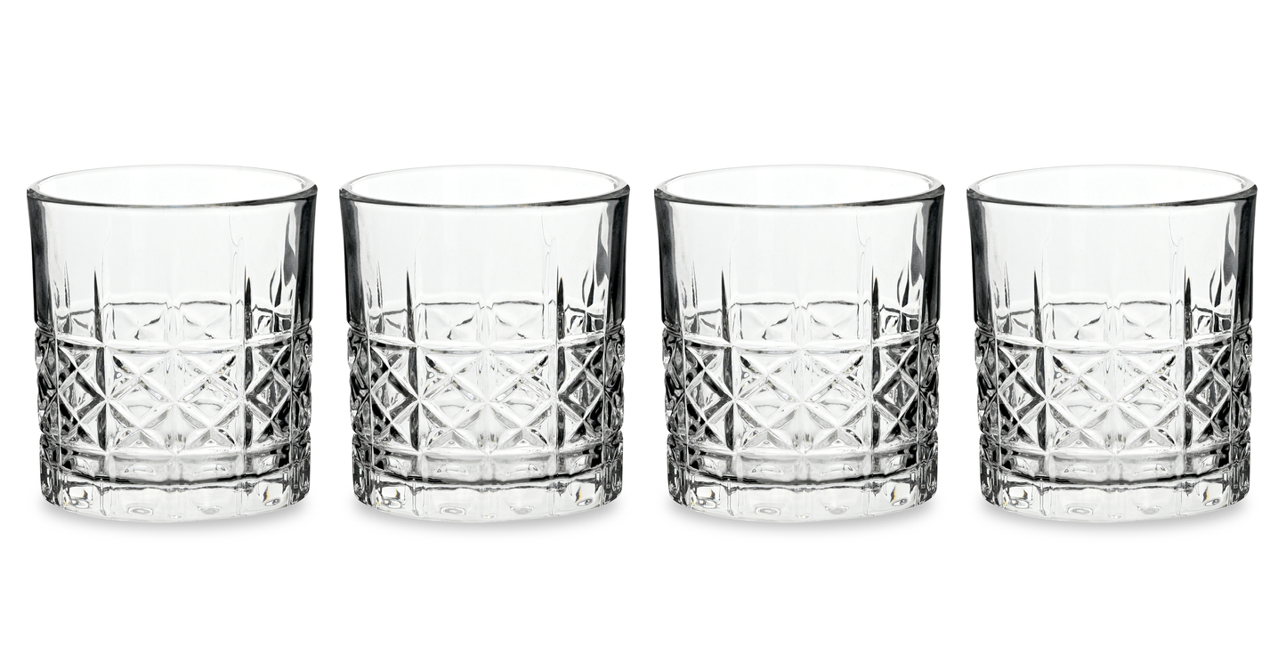 Diamond Design Glass Tumbler, 4 Pieces