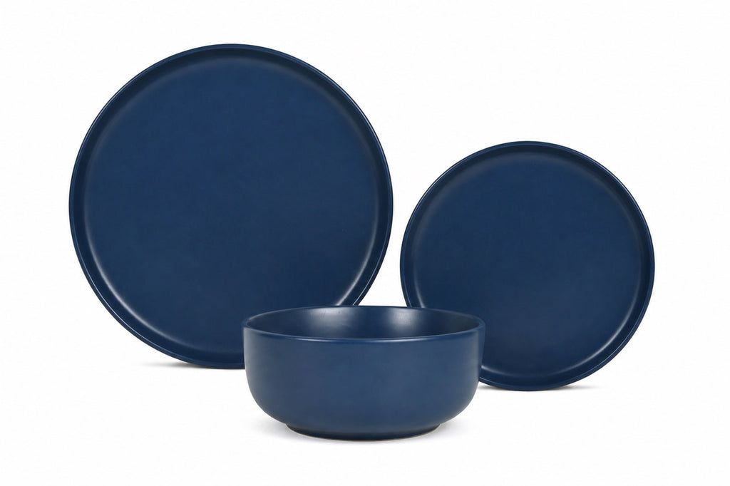 Waterside 12pc Deep Blue Lip Dinnerware Set