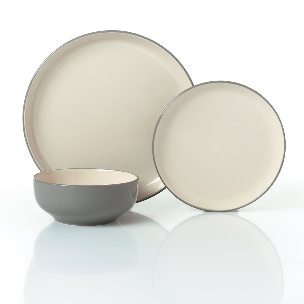 Waterside 12pc Mysa Cream & Grey  Dinner Set