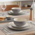 Waterside 12pc Mysa Cream & Grey  Dinner Set