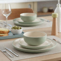 Waterside 12pc Mysa Cream & Green Dinner Set