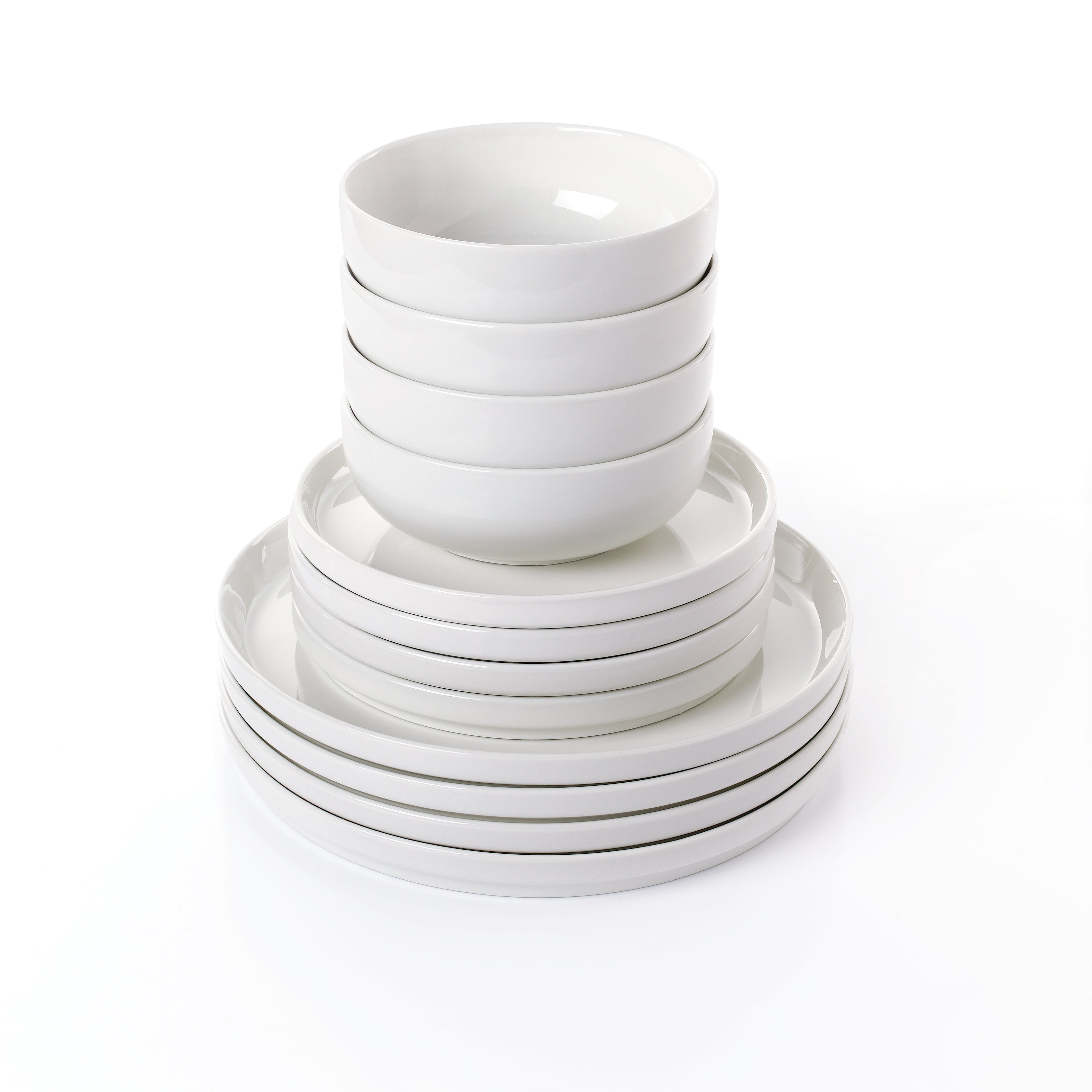 Waterside 12pc Pearl White Lipped Porcelain  Dinner Set