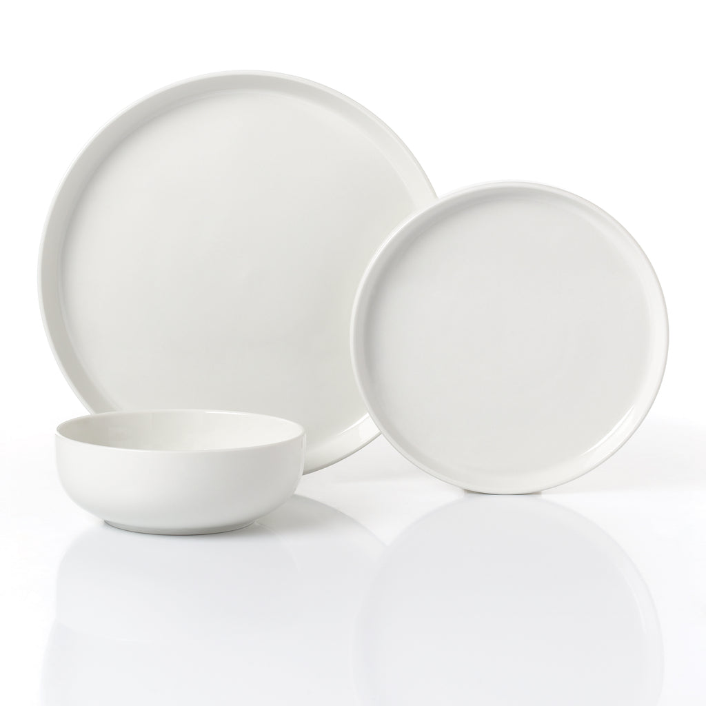 Waterside 12pc Pearl White Lipped Porcelain  Dinner Set