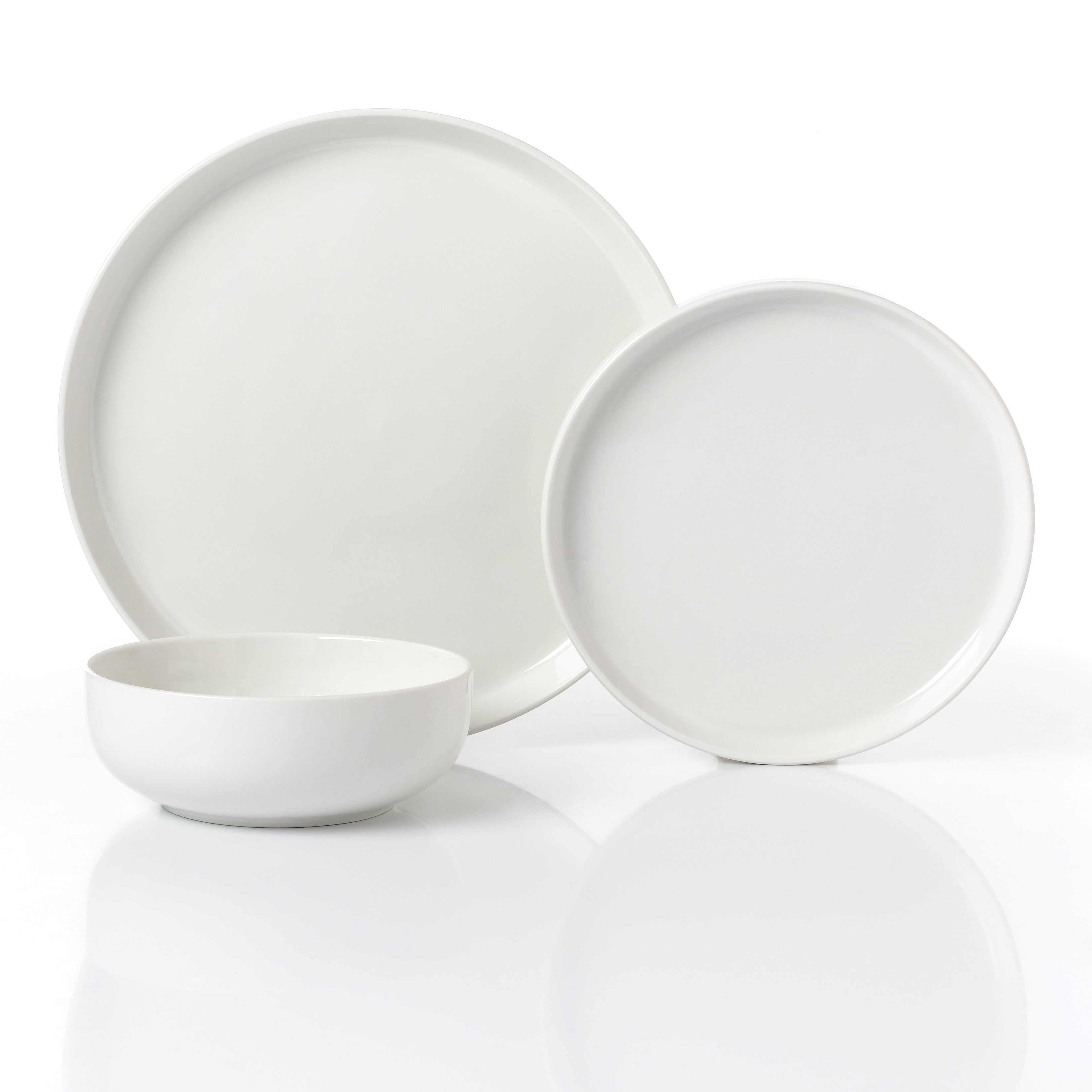 Waterside 12pc Pearl White Lipped Porcelain  Dinner Set