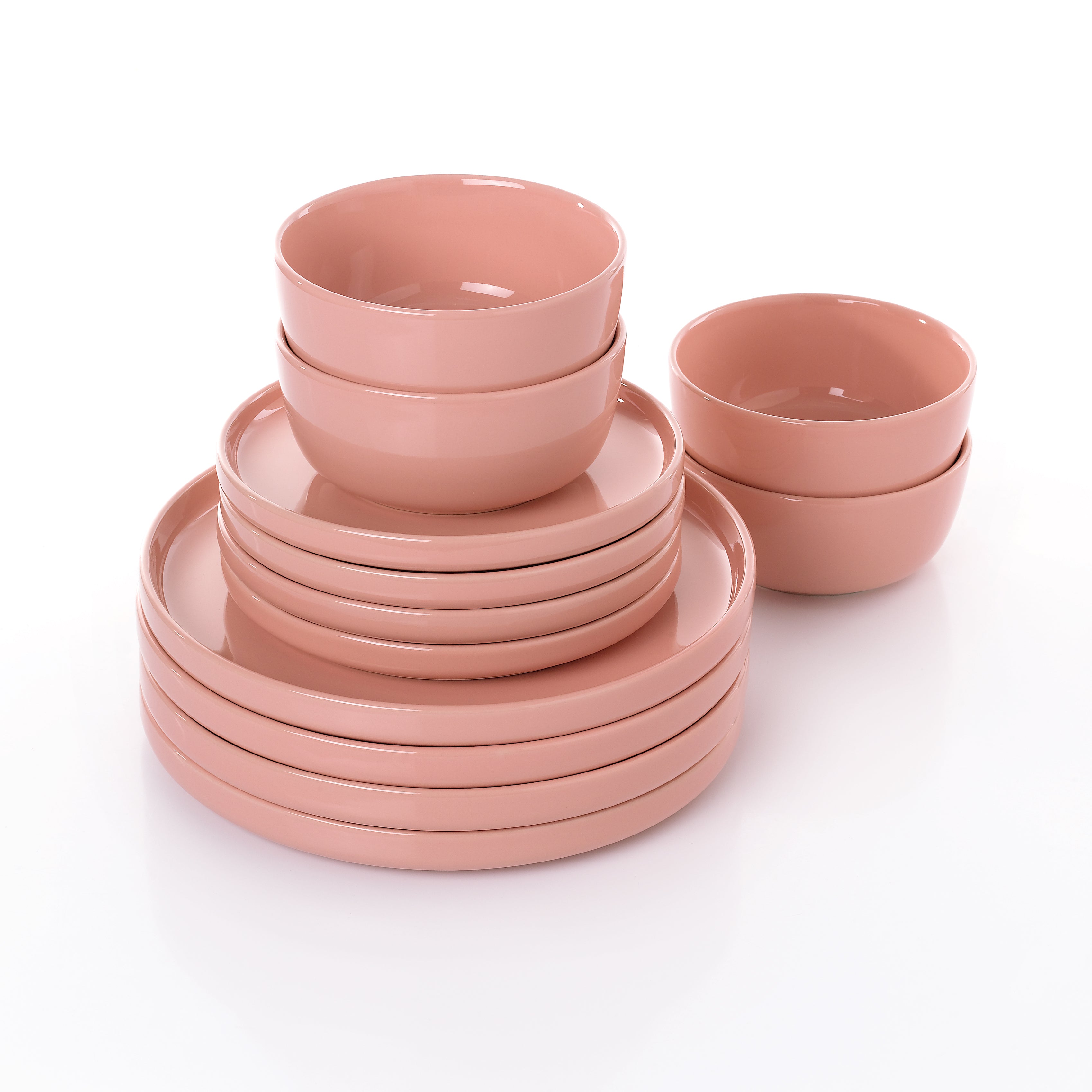Waterside 12pc Blush Pink Lipped Stoneware Dinner Set