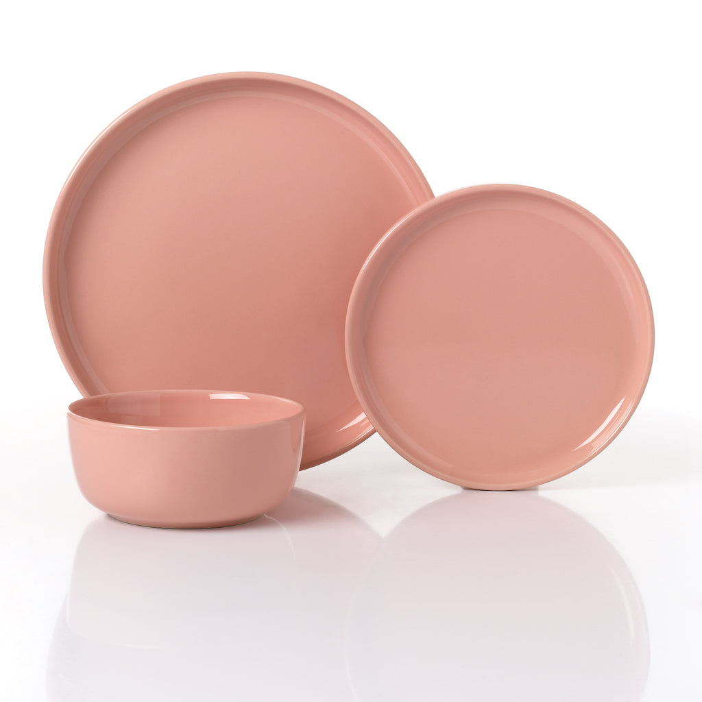 Waterside 12pc Blush Pink Lipped Stoneware Dinner Set
