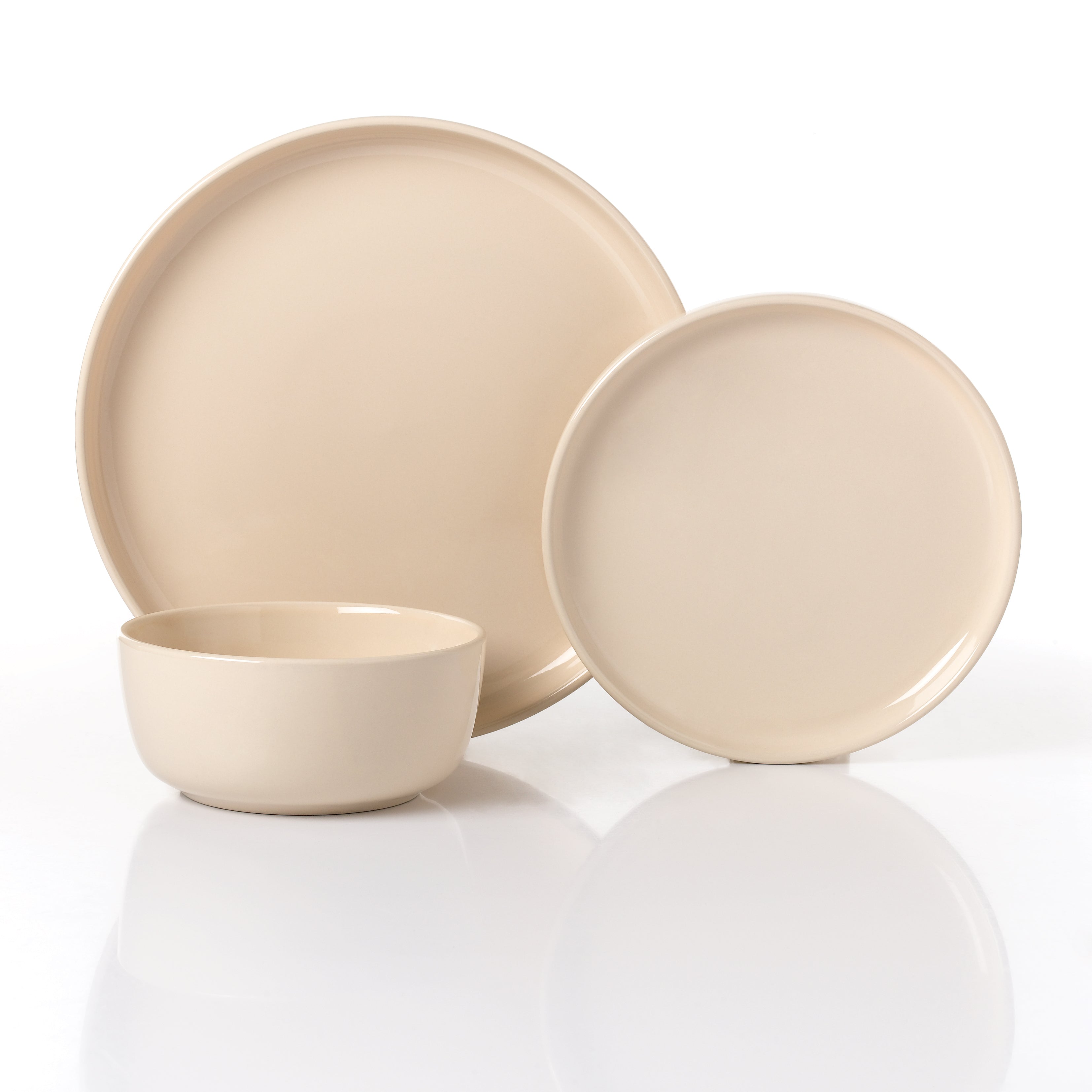 Waterside 12pc Classic Cream Lipped Stoneware Dinner Set