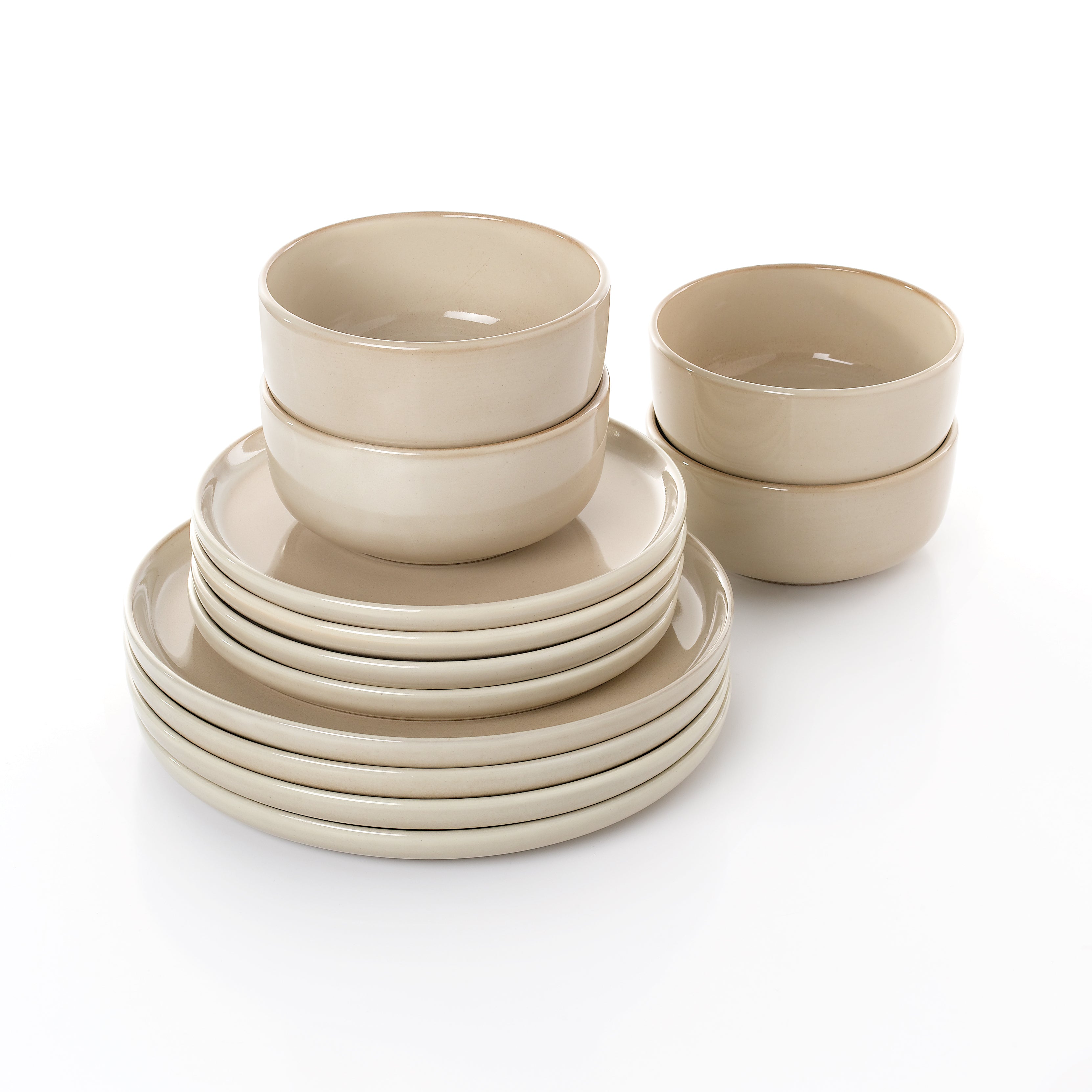 Waterside 12pc Sandstone Reactive Glaze Dinner Set