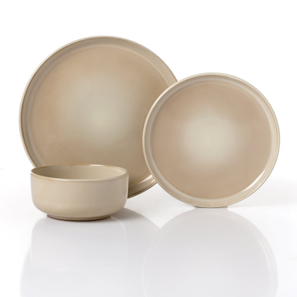 Waterside 12pc Sandstone Reactive Glaze Dinner Set