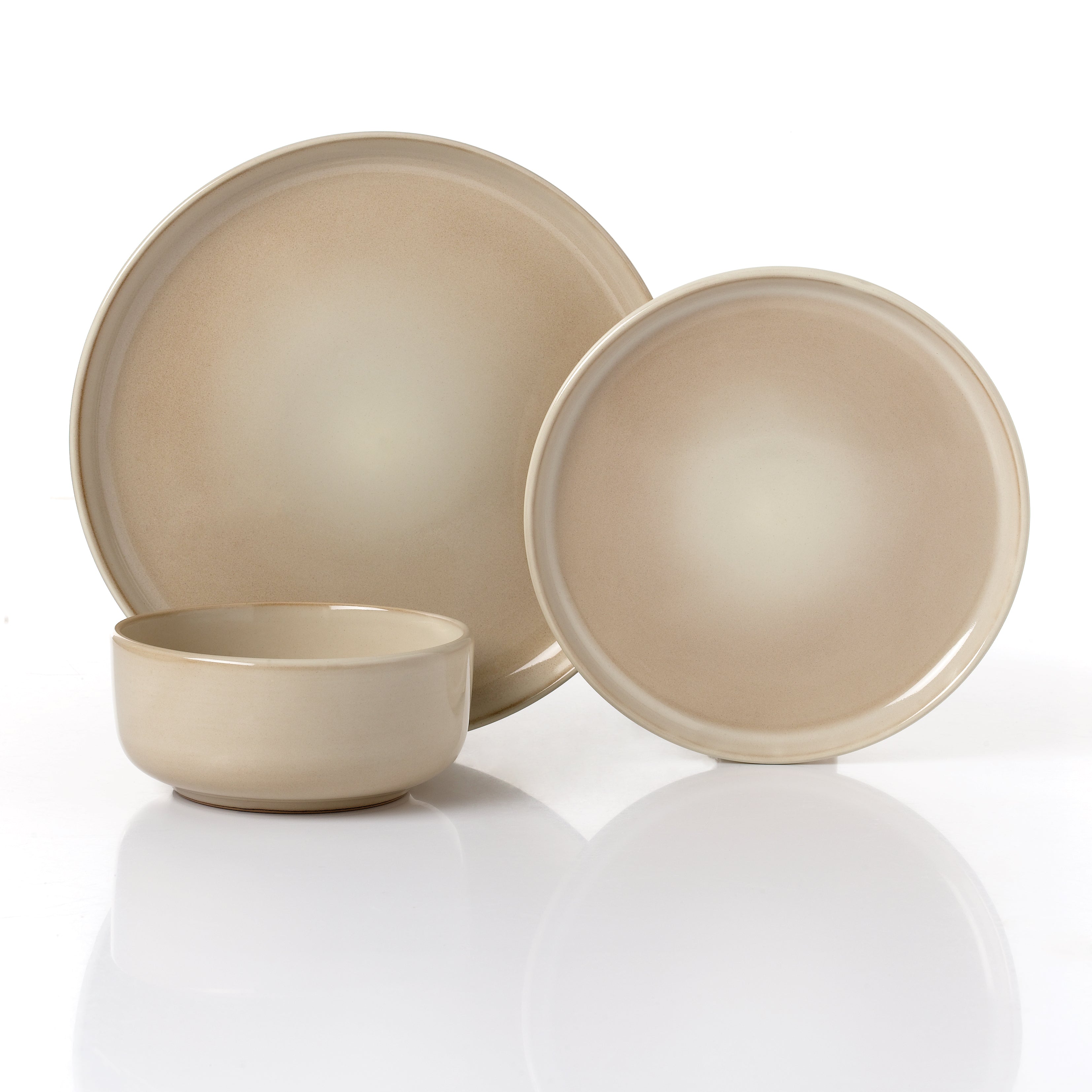 Waterside 12pc Sandstone Reactive Glaze Dinner Set