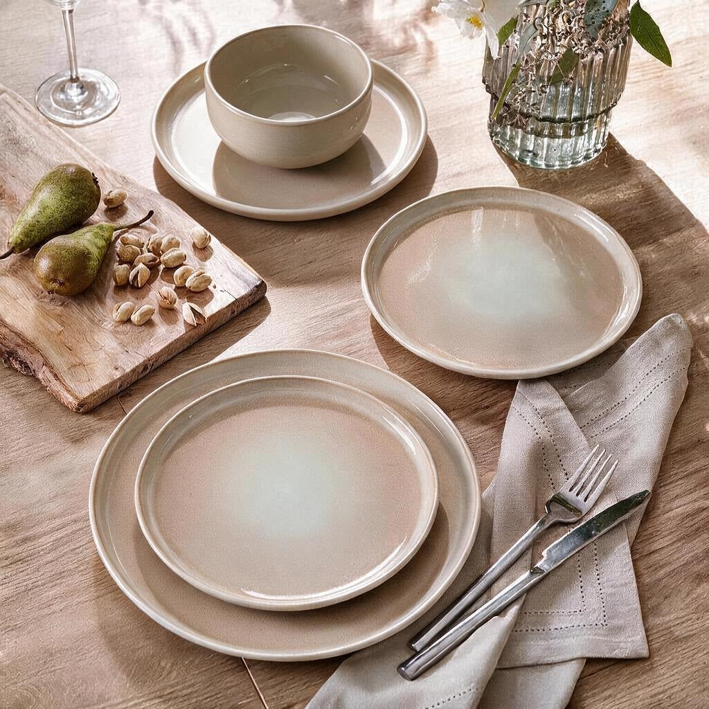 Waterside 12pc Sandstone Reactive Glaze Dinner Set