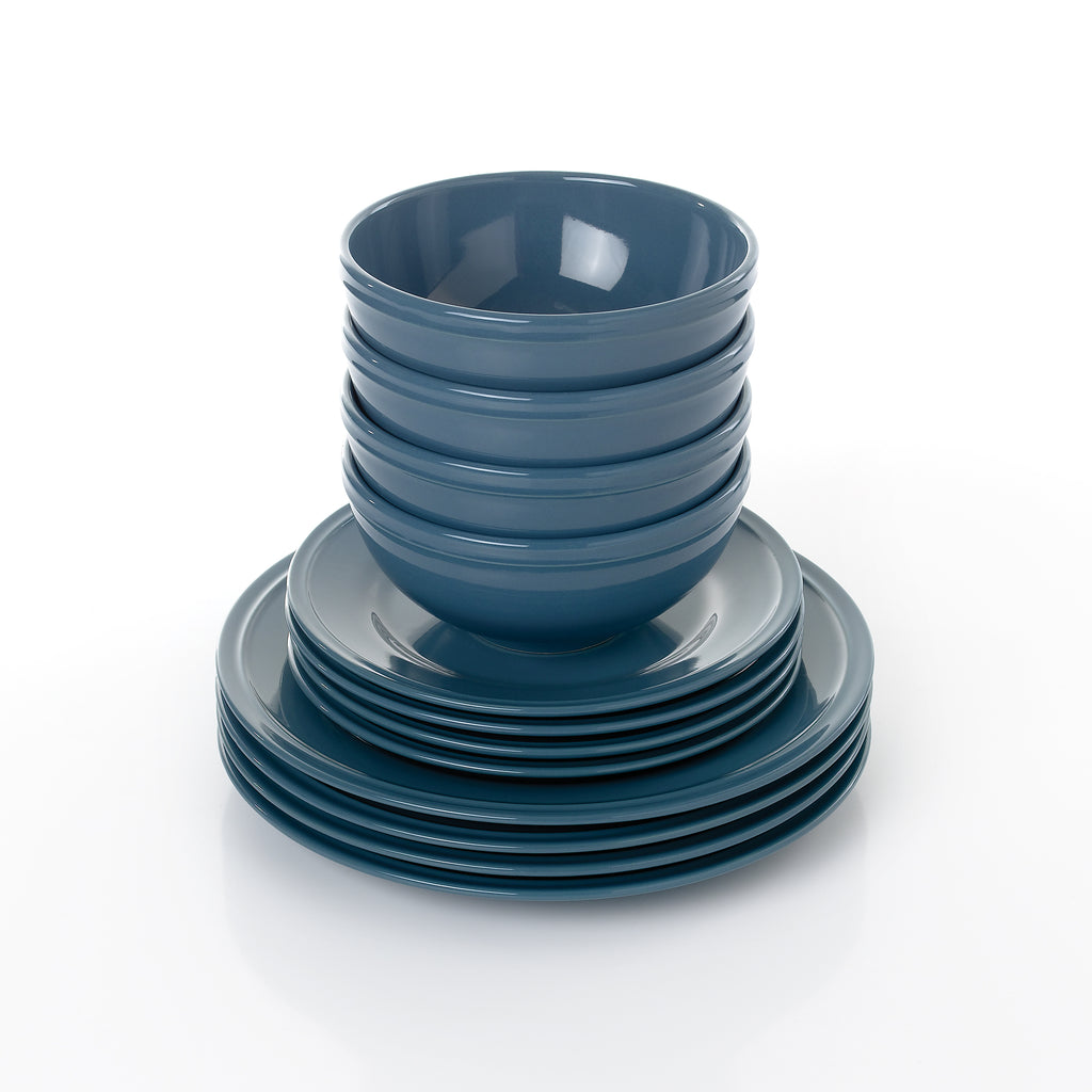 Waterside 12pc Boston Teal Embossed Ring Dinner Set