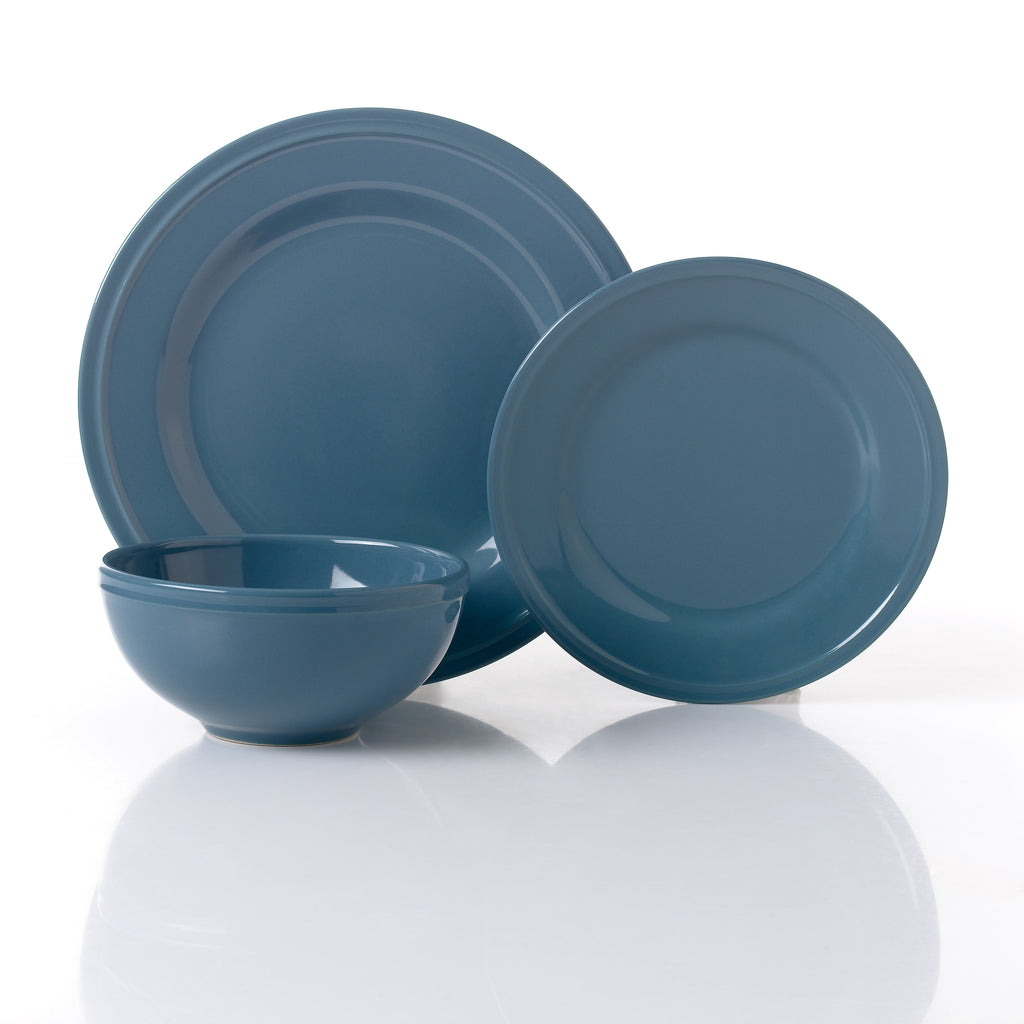 Waterside 12pc Boston Teal Embossed Ring Dinner Set