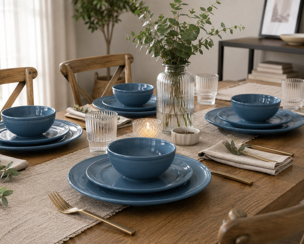 Waterside 12pc Boston Teal Embossed Ring Dinner Set