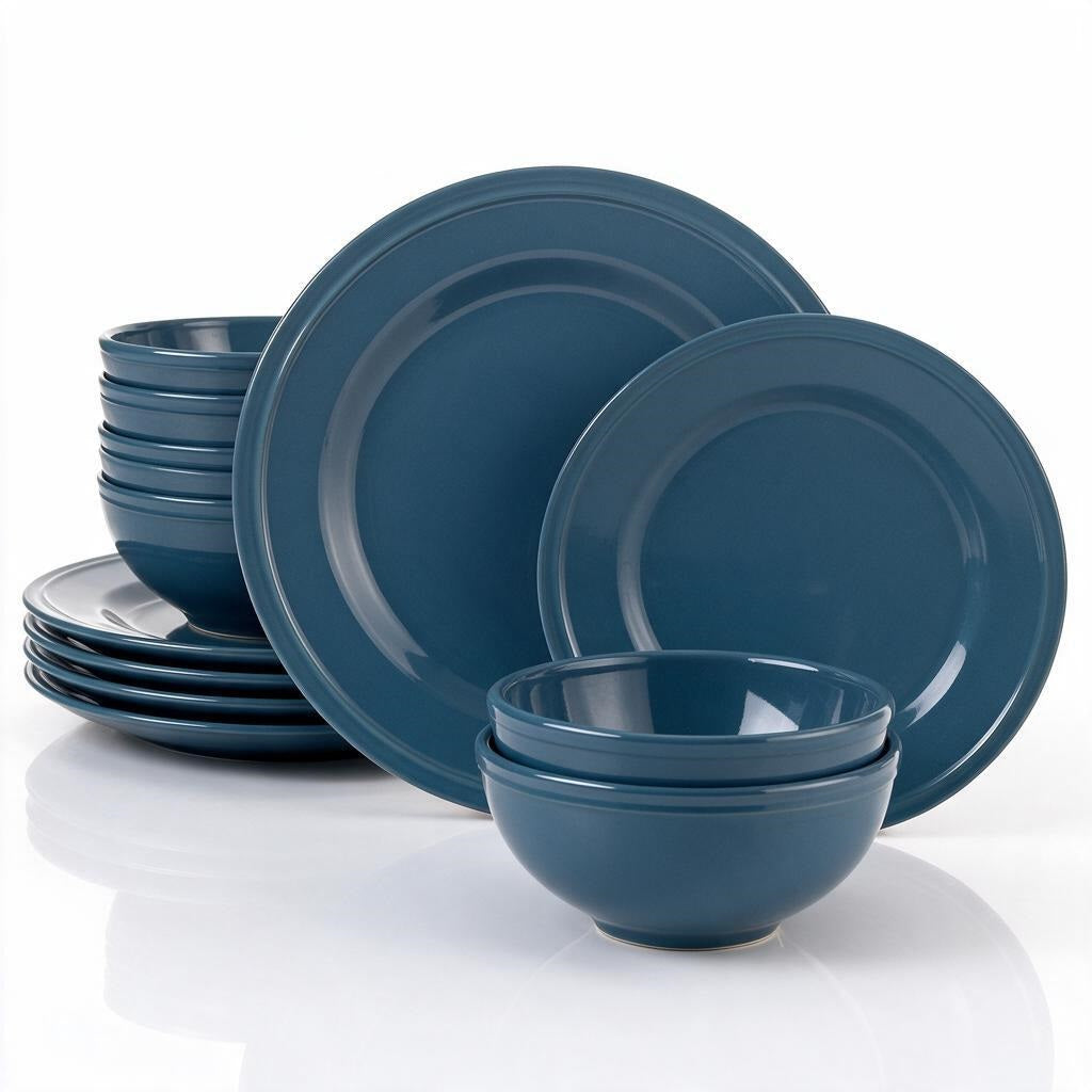 Waterside 12pc Boston Teal Embossed Ring Dinner Set