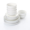 Waterside 18pc Luna White Porcelain Embossed Dinner Set