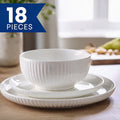 Waterside 18pc Luna White Porcelain Embossed Dinner Set