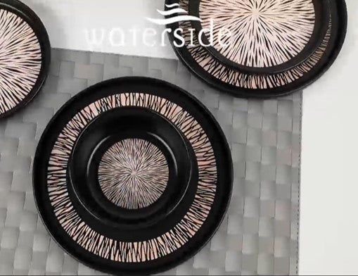 Waterside 12pc Aura Black Stoneware  Dinner Set