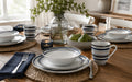 Waterside Brompton Grey & Navy  Stripe Porcelain Dinner Set 16 Piece