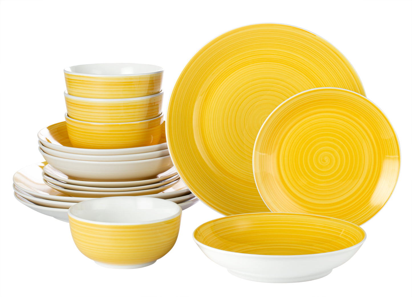Spinwash Sunshine Yellow Porcelain Dinnerware Set, 16 Pieces