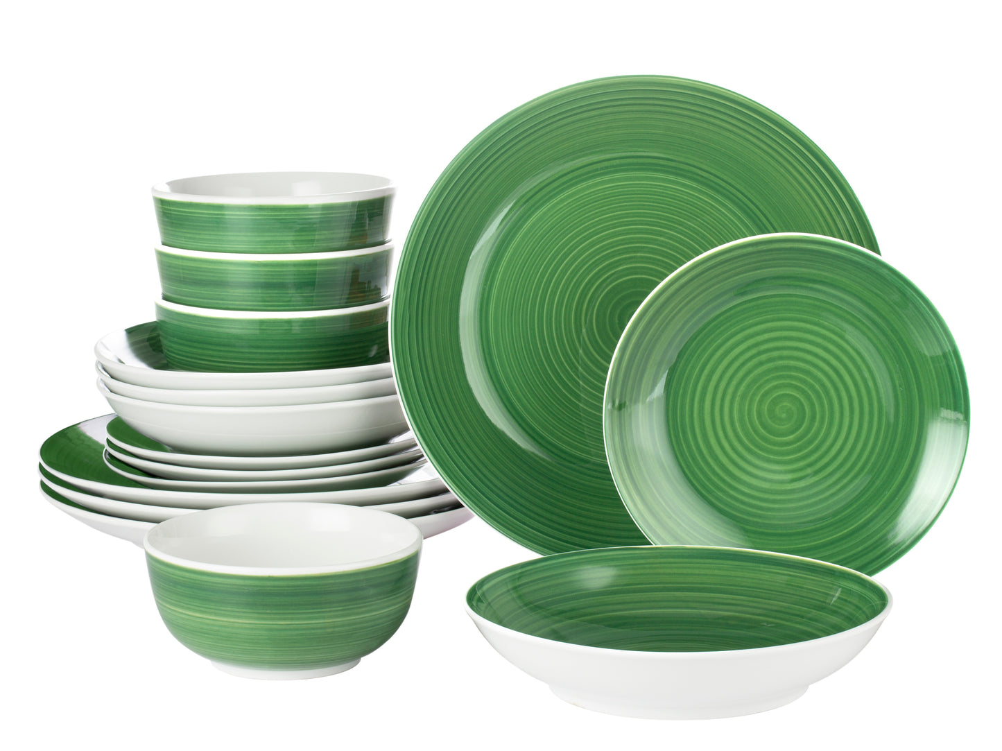 Spinwash Green Porcelain Dinnerware Set, 16 Pieces