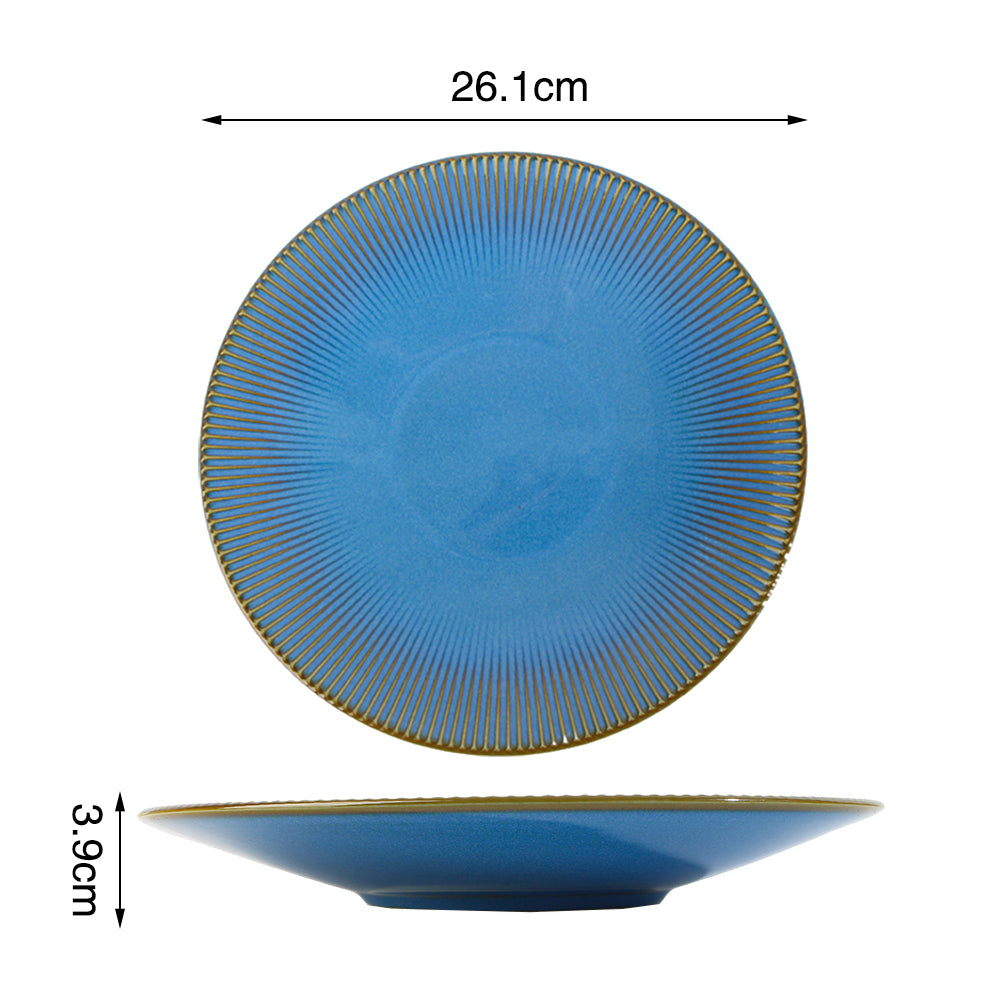 Waterside 16pc Reactive Glaze Blue Stoneware Dinner Set