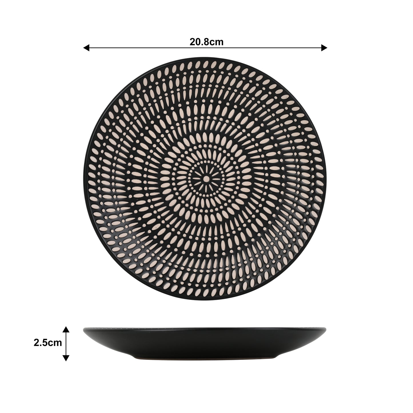 Pad Print Black Stoneware Dinner Set, 16 Pieces