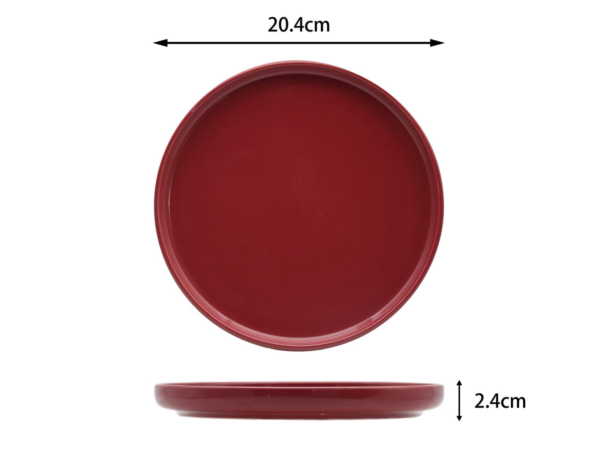 Waterside 12pc Red Lipped Stoneware Dinner Set