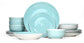 Spinwash Aqua Blue Porcelain Dinnerware Set, 16 Pieces