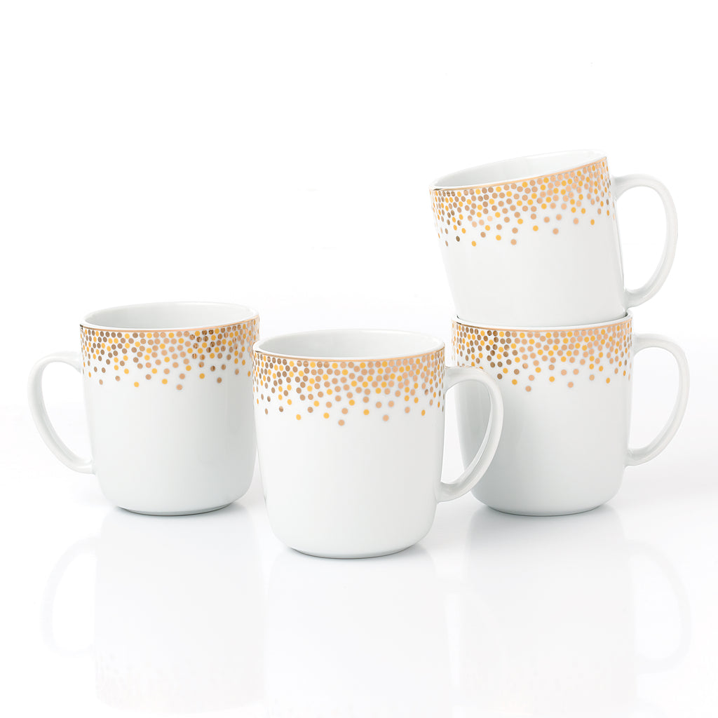 Waterside 4pk GOLD Sparkle Porcelain Mug Set (video attached)