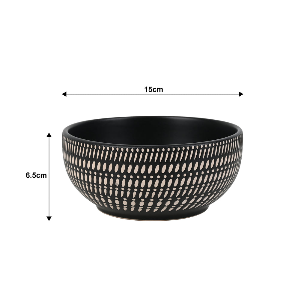 Waterside 16pc Black & Cream Dash Stoneware Dinner Set, 4 Dinner Plates, Side Plates, Deep Bowls and Soup Bowls