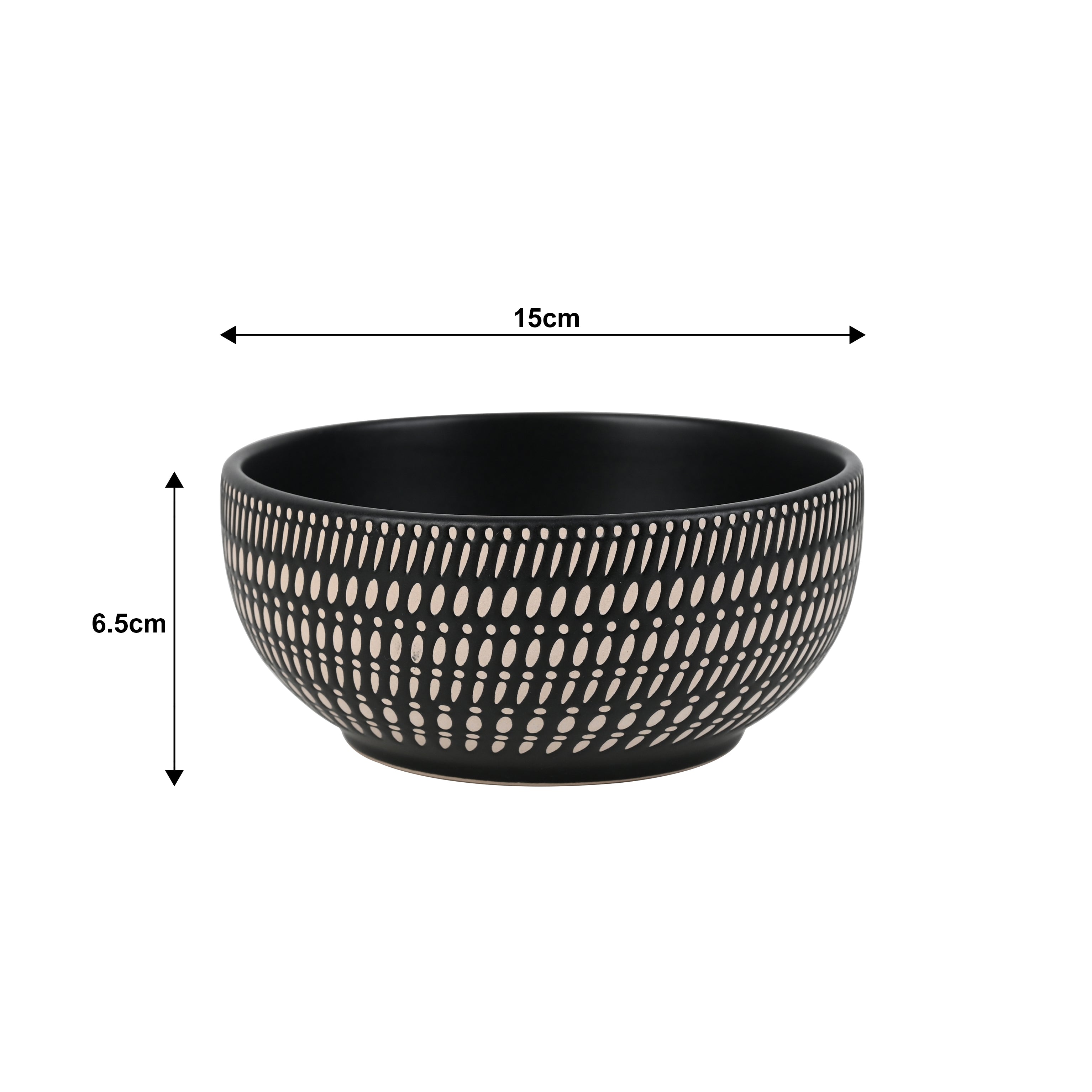 Waterside 16pc Black & Cream Dash Stoneware Dinner Set, 4 Dinner Plates, Side Plates, Deep Bowls and Soup Bowls