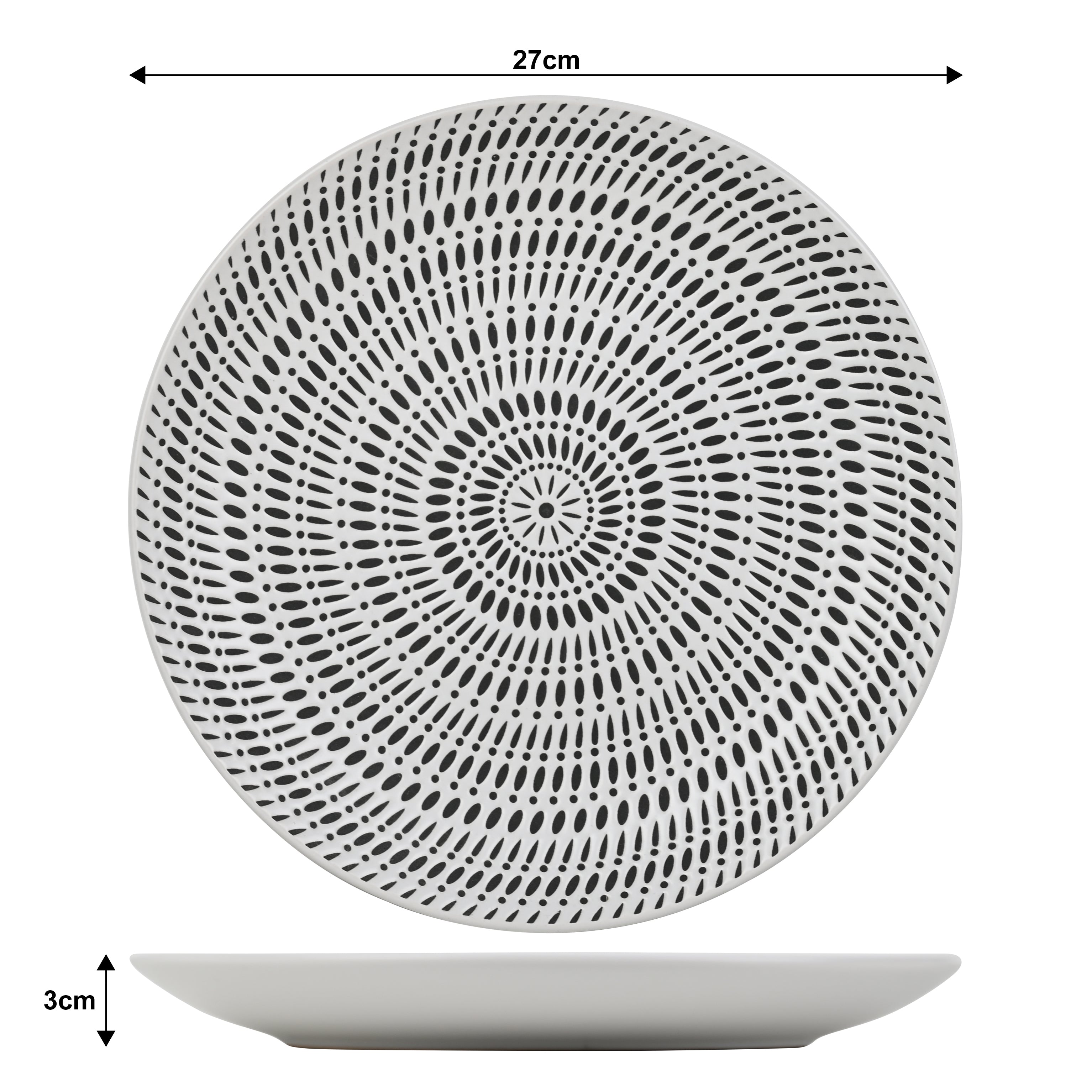 *** SPECIAL OFFER *** Waterside 16pc White Dash Stoneware Dinner Set; 4 Dinner Plates, Side Plates, Deep Bowls & Shallow Bowls