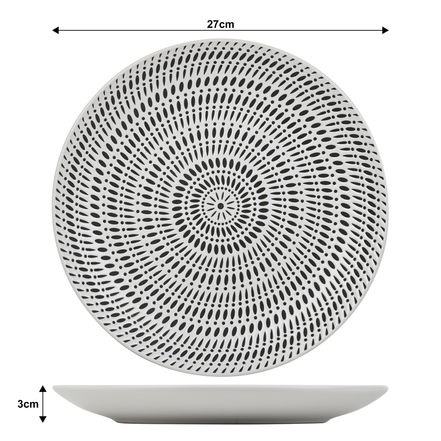 White Pad Print Stoneware Dinner Set, 16 Pieces