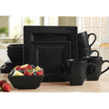 Black Square Stoneware Dinnerware Set, 12 Pieces