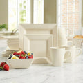 Cream Square Stoneware Dinnerware Set, 12 Pieces