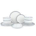 Waterside 12pc Stackable White with Blue Rim Porcelain Dinner Set
