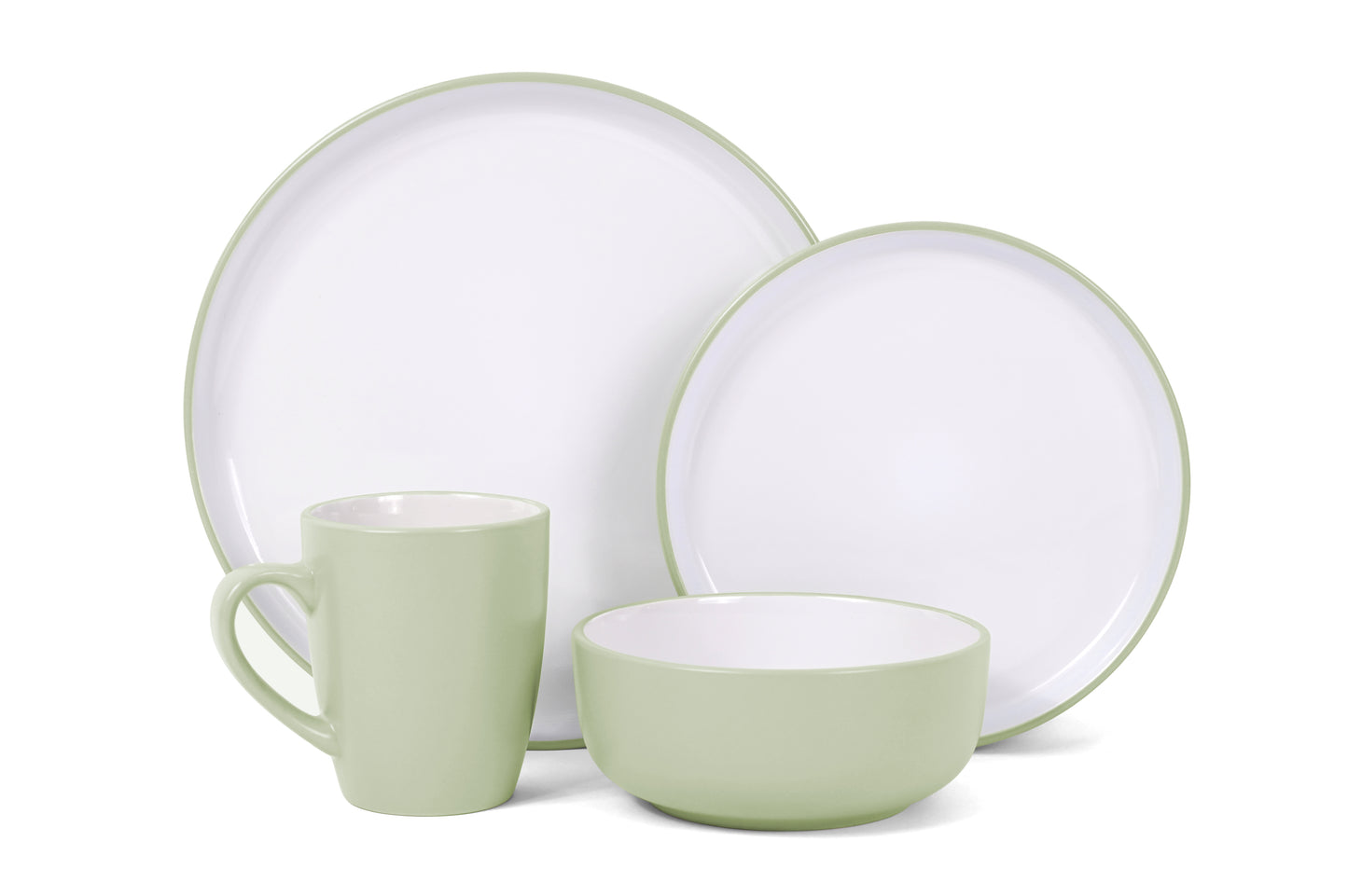 Green Pastel Stoneware Dinner Set, 16 Pieces