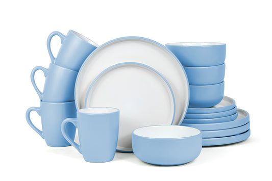 Blue Pastel Stoneware Dinner Set, 16 Pieces